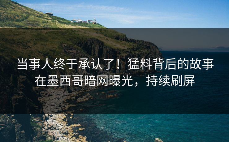 当事人终于承认了！猛料背后的故事在墨西哥暗网曝光，持续刷屏