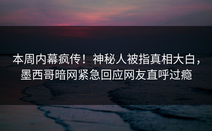 本周内幕疯传！神秘人被指真相大白，墨西哥暗网紧急回应网友直呼过瘾