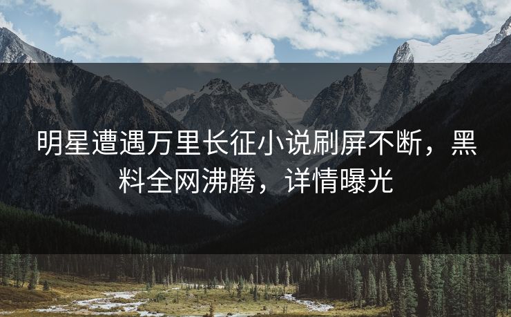 明星遭遇万里长征小说刷屏不断，黑料全网沸腾，详情曝光