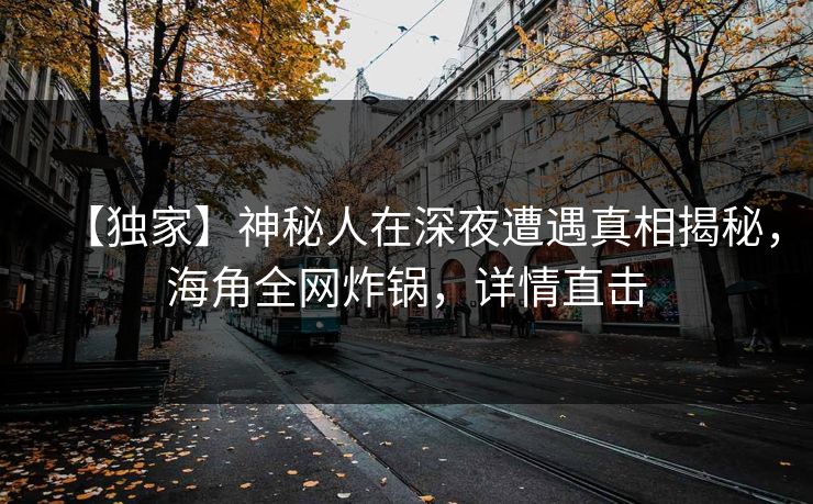 【独家】神秘人在深夜遭遇真相揭秘，海角全网炸锅，详情直击