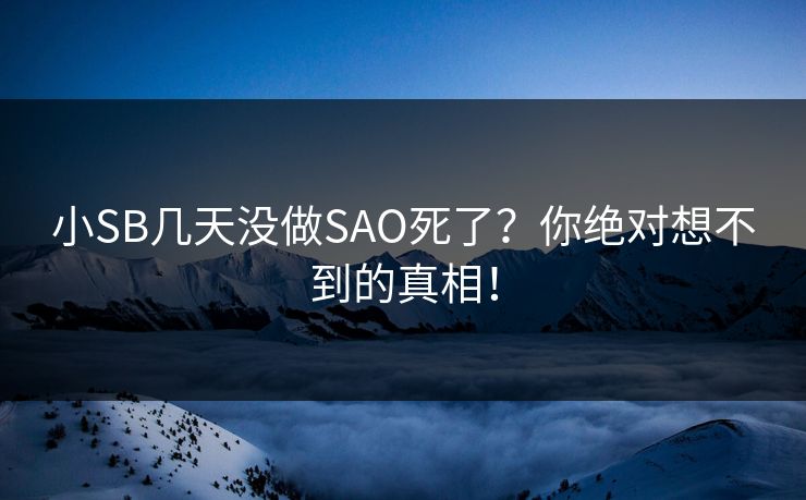 小SB几天没做SAO死了？你绝对想不到的真相！