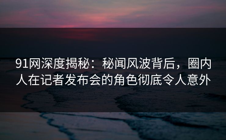 91网深度揭秘：秘闻风波背后，圈内人在记者发布会的角色彻底令人意外