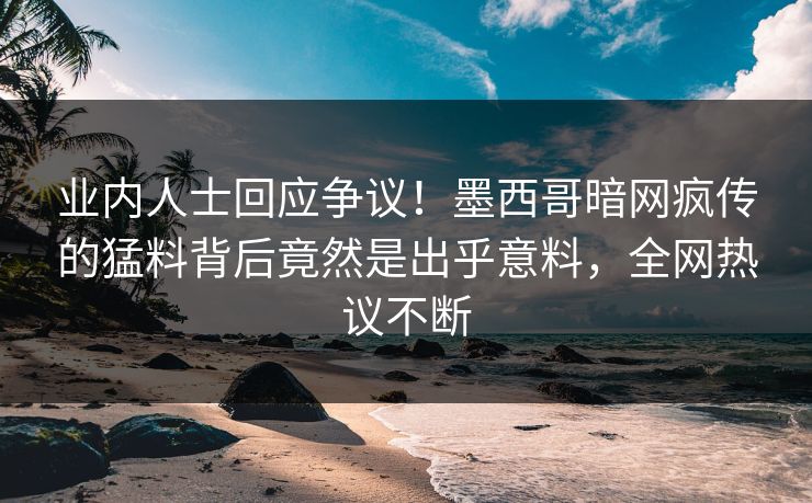 业内人士回应争议！墨西哥暗网疯传的猛料背后竟然是出乎意料，全网热议不断