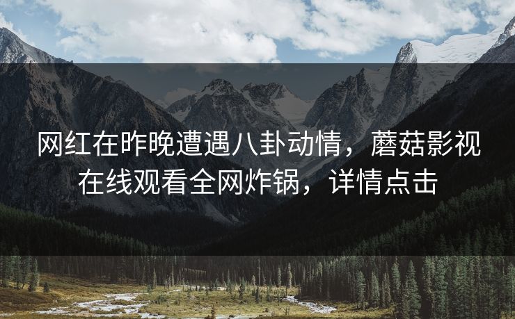 网红在昨晚遭遇八卦动情，蘑菇影视在线观看全网炸锅，详情点击